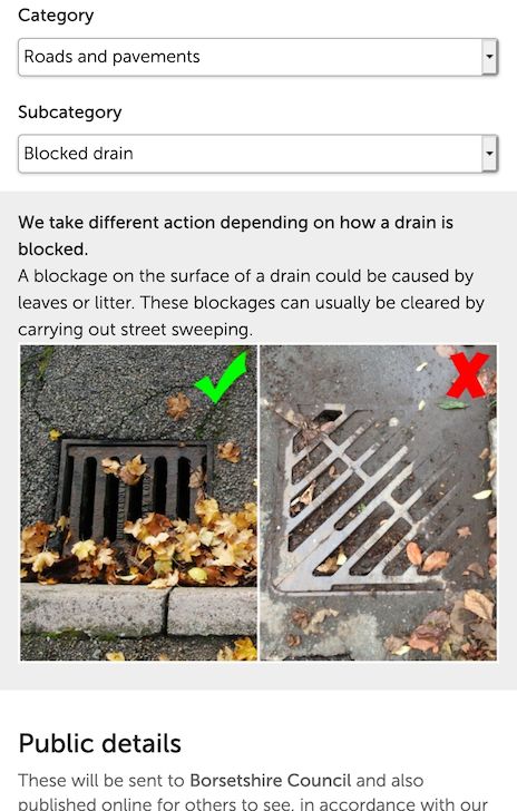 Screenshot illustrating how the notice can include guidance for the user as well as a comparison photo.