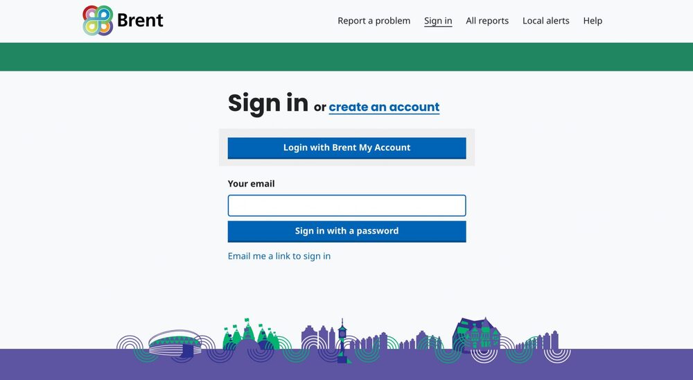 The start page invites the resident to search for the location of their issue