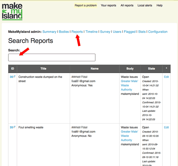 search reports