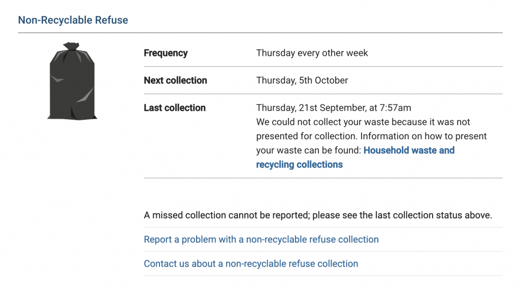 Pre-emptive messaging around missed collections